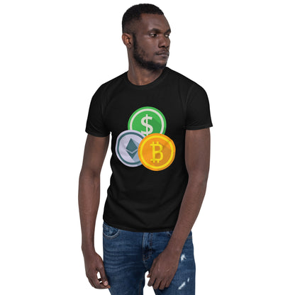 ETH, USD, BTC - Short-Sleeve Unisex T-Shirt