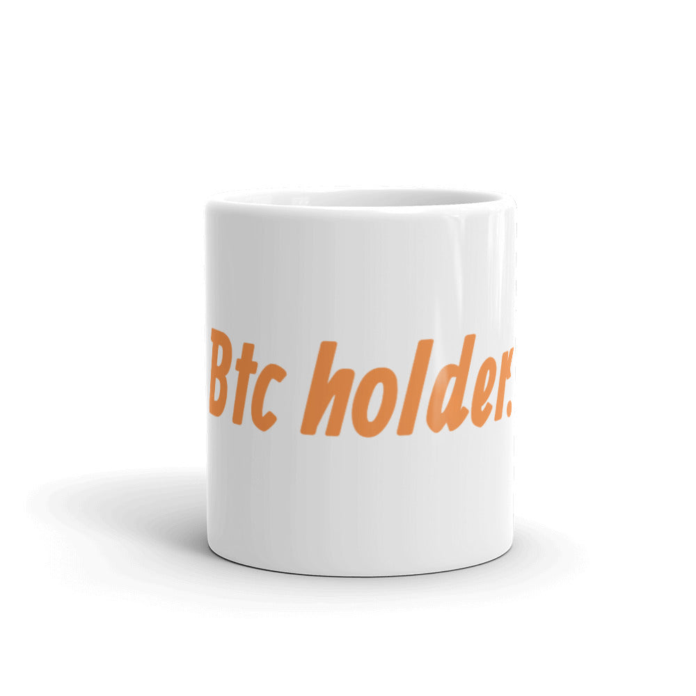 BTC Holder. (White) - White glossy mug