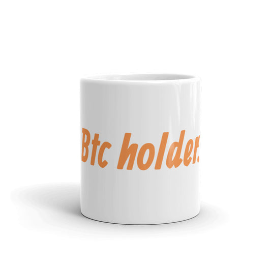 BTC Holder. (White) - White glossy mug