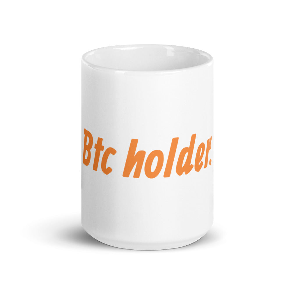 BTC Holder. (White) - White glossy mug